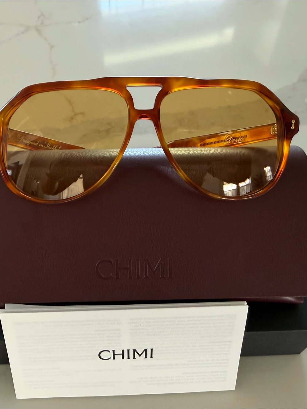 CHIMI Women's Amber Tortoiseshell Aviator Sunglasses